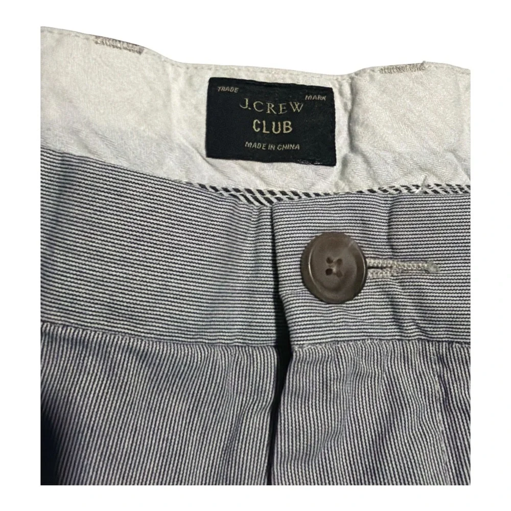J crew y2k chino flat front shorts preppy gray white micro stripes men's size 36